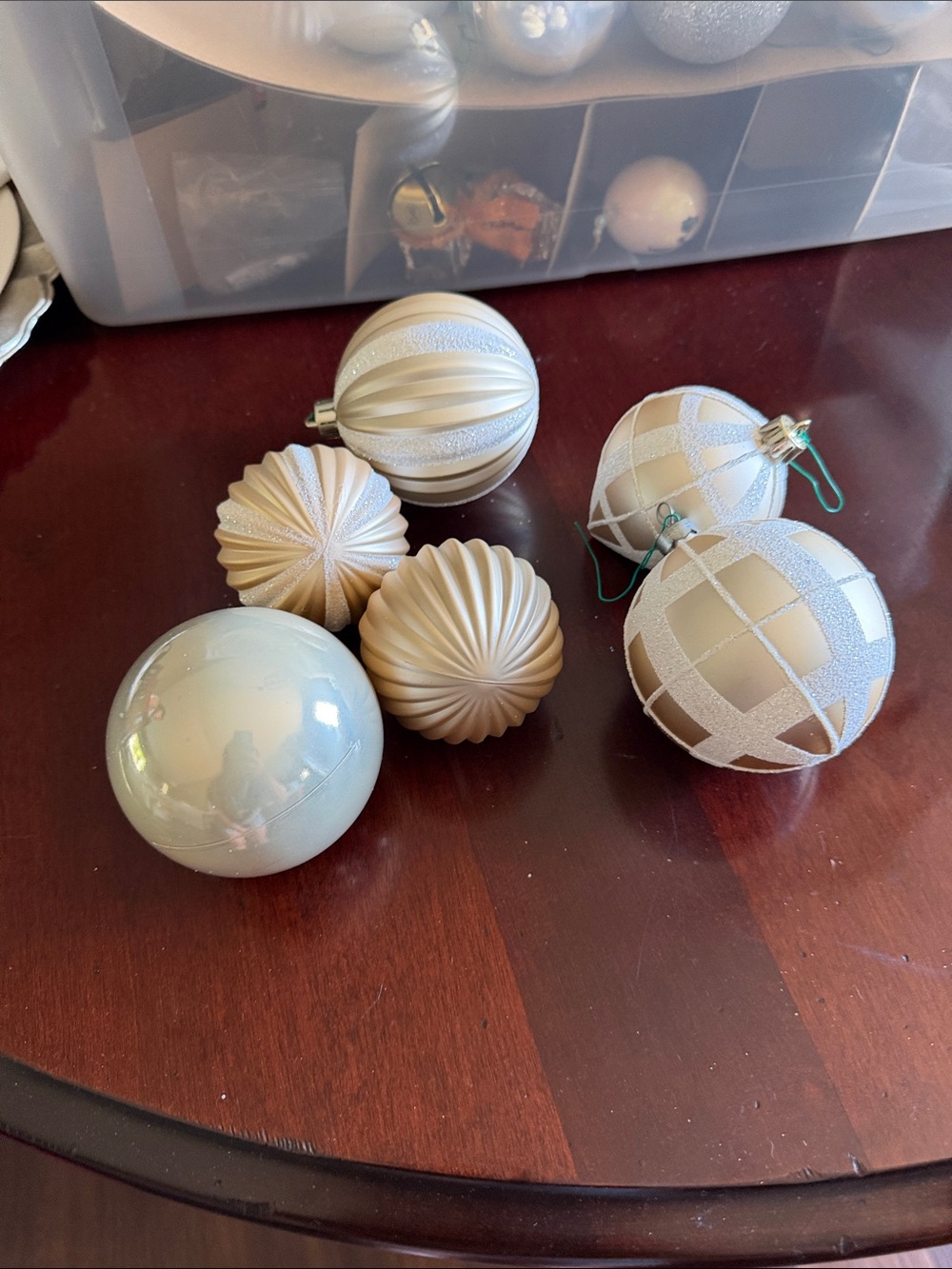 Holiday Ornament Set - Ivory and Gold Decorative Baubles